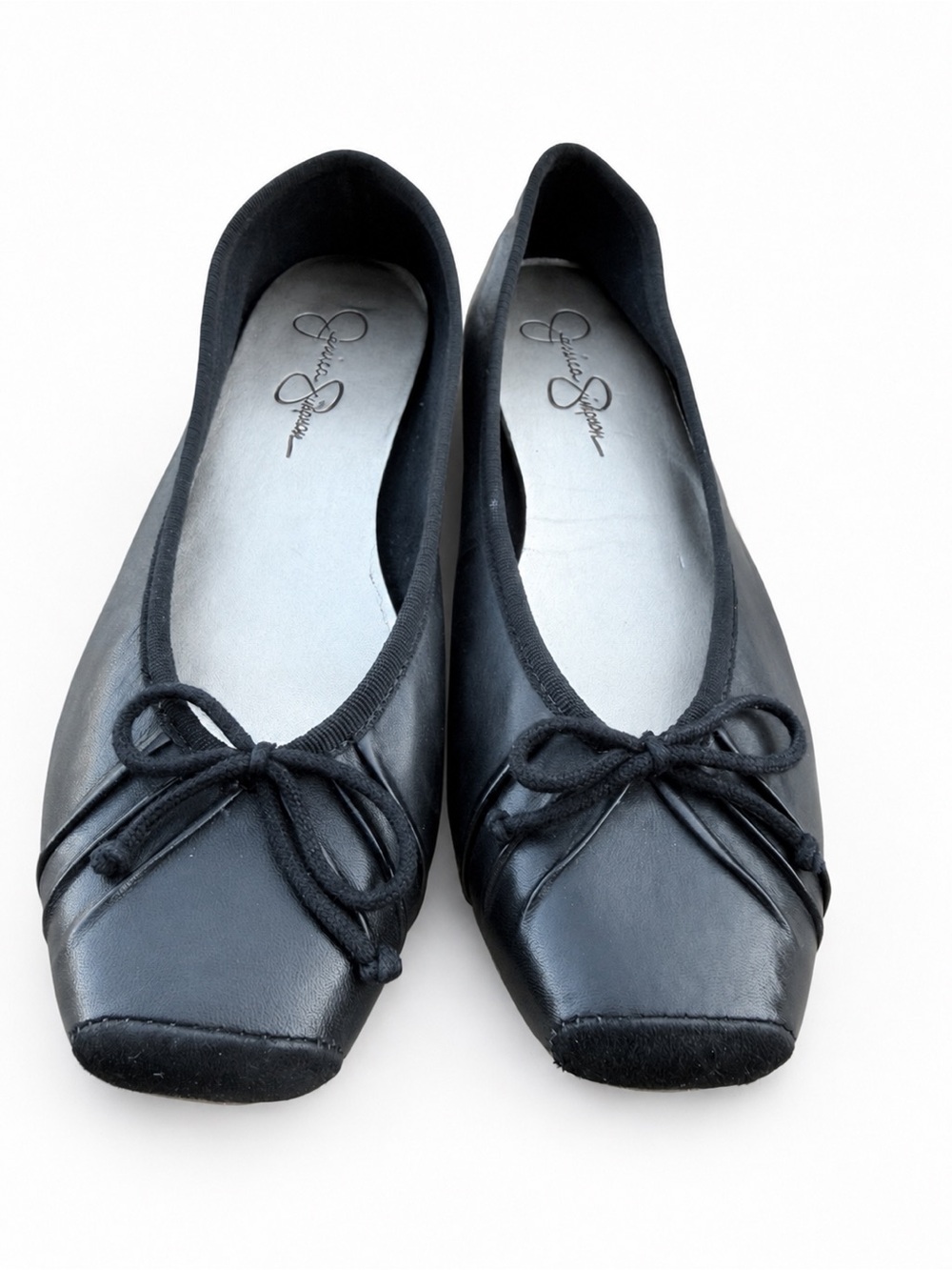 Jessica Simpson Leve Black Ballet Flats Square Toe Bow Size 7.5B - Picture 2 of 10